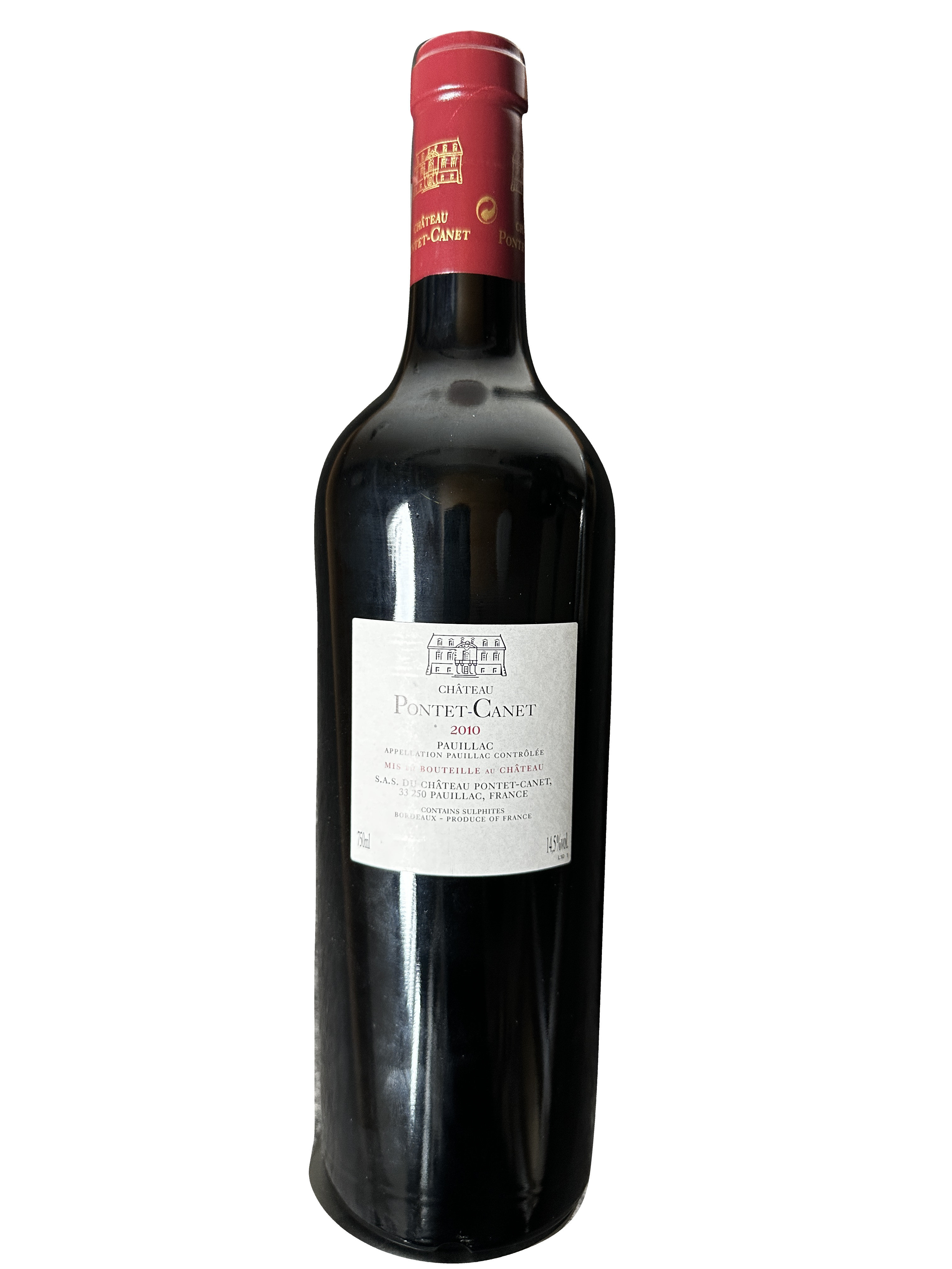 Château Pontet-Canet 2010 Pauillac – 0,75-l-Flasche, Rückansicht